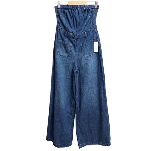 NWT Anthropologie Pilcro The Skipper Strapless Denim Wide Leg Jumpsuit - Picture 2 of 7